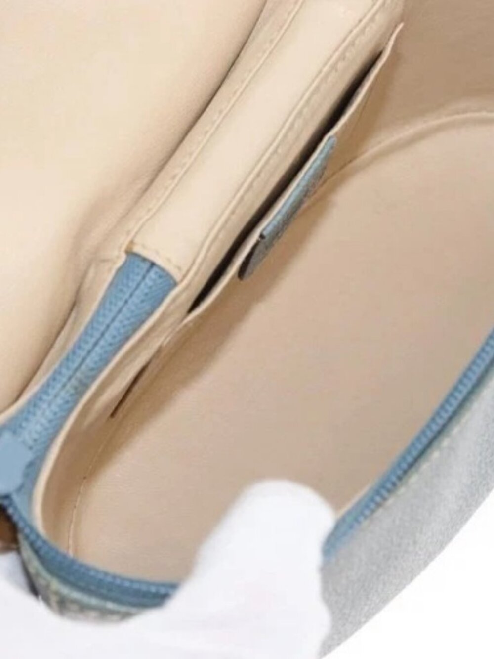 GUCCI Bamboo Vanity Cosmetic Pouch Leather Blue Gold 000 984 0232 Auth 169467 - Picture 13 of 16